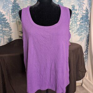 Terra & Sky Women’s Purple Ribbed Tank Top | Size 1X (16W–18W)